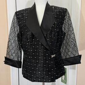 NWT R & M Collection womens Size 14 jacket sequin embellished sheer 3/4 sleeves
